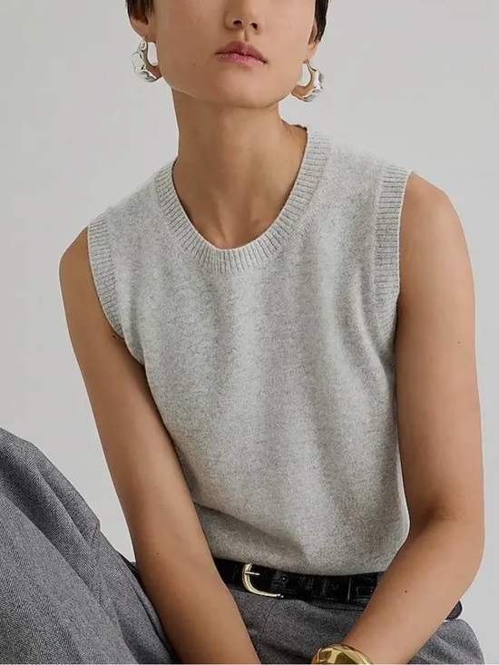 J. Crew Tops - J. Crew Light Gray Sleeveless Cotton Blend Sweater Shell